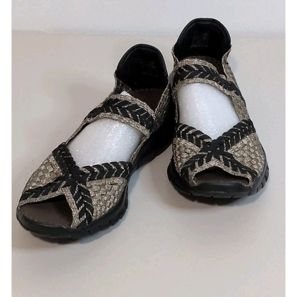 BERNIE MEV Braided Comfi Bronze Black Mary Jane Women's Sandals Size 38/US 7